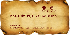 Matulányi Vilhelmina névjegykártya
